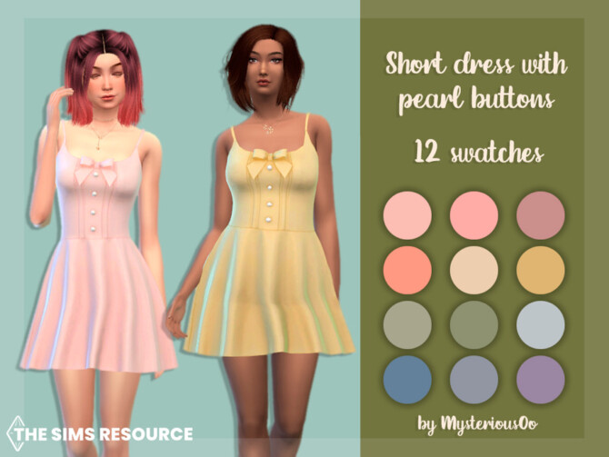 Short dress with pearl buttons by MysteriousOo at TSR