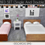 Single & Double Bed at Descargas Sims