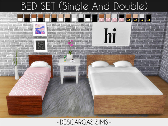 Single & Double Bed at Descargas Sims