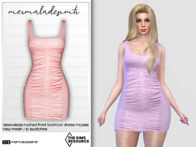 Sleeveless Ruched Front Bodycon Dress MC266 by mermaladesimtr at TSR