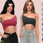 Slinky One Shoulder Crop Top by Harmonia at TSR