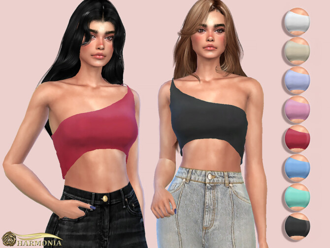 Slinky One Shoulder Crop Top by Harmonia at TSR