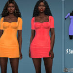 Slinky Ruched Bust Short Sleeve Dress by Harmonia at TSR