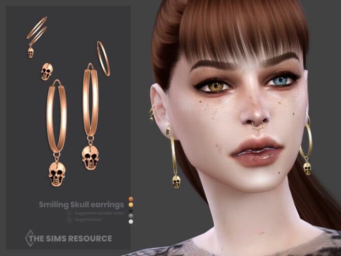 Smiling Skull earrings by sugar owl at TSR