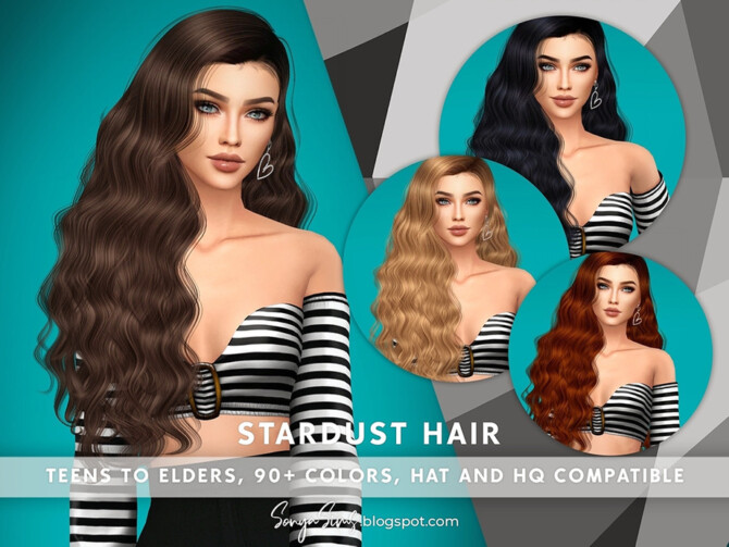 Stardust long wavy hair by SonyaSimsCC at TSR