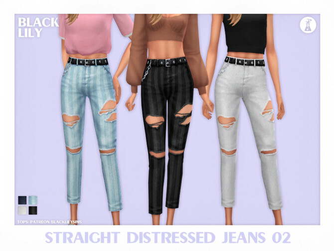 Straight Distressed Jeans 02 by Black Lily at TSR