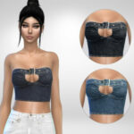 Strapless denim top by Puresim at TSR