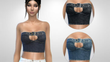 Strapless denim top by Puresim at TSR