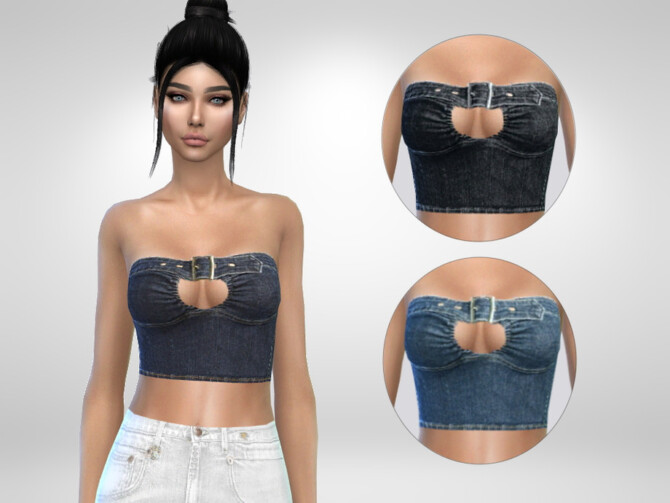 Strapless denim top by Puresim at TSR