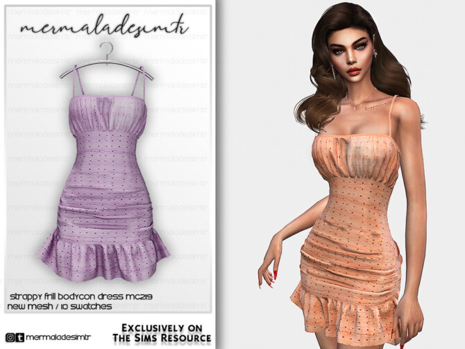 Strappy Frill Bodycon Dress MC219 by mermaladesimtr at TSR