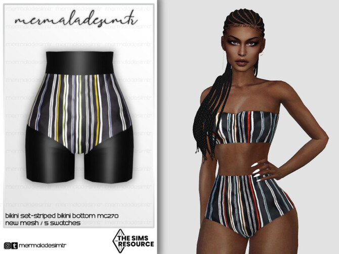 Striped Bikini Bottom MC270 by mermaladesimtr at TSR