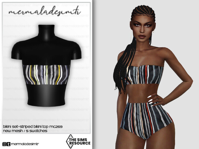 Striped Bikini Top MC269 by mermaladesimtr at TSR