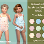 Swimsuit with hearts and ruffles (child) by MysteriousOo at TSR