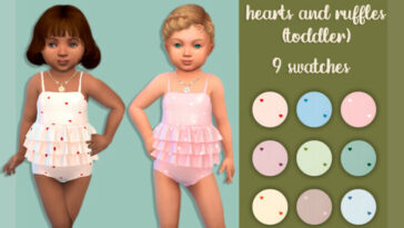 Swimsuit with hearts and ruffles (toddler) by MysteriousOo at TSR