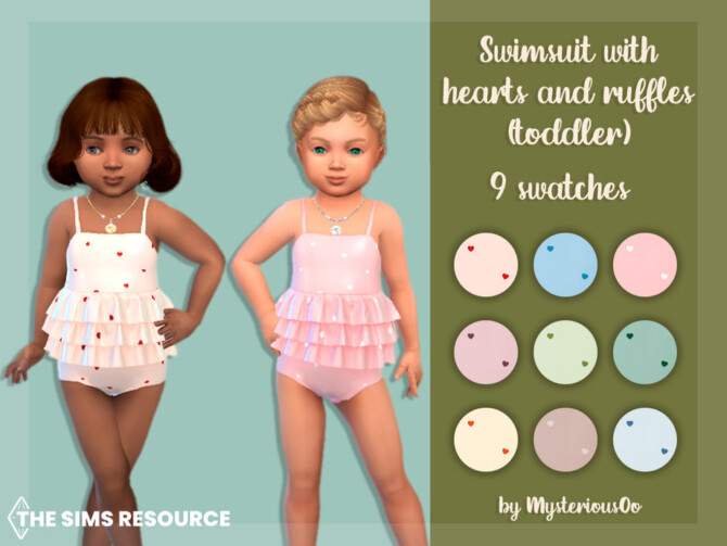 Swimsuit with hearts and ruffles (toddler) by MysteriousOo at TSR