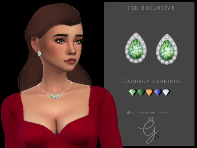 Teardrop Earrings by Glitterberryfly at TSR