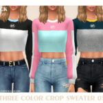 Three Color Crop Sweater 03 by Black Lily at TSR