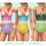 Three Color V Swimsuit by Black Lily at TSR