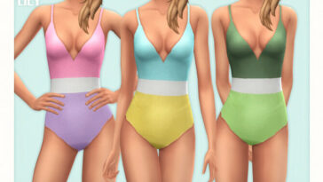 Three Color V Swimsuit by Black Lily at TSR