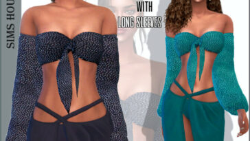 Top tied with long sleeves by Sims House at TSR