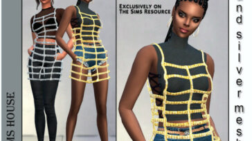 Tops with gold and silver mesh by Sims House at TSR