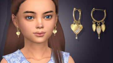 Triple Heart Huggie Earrings For Kids by feyona at TSR