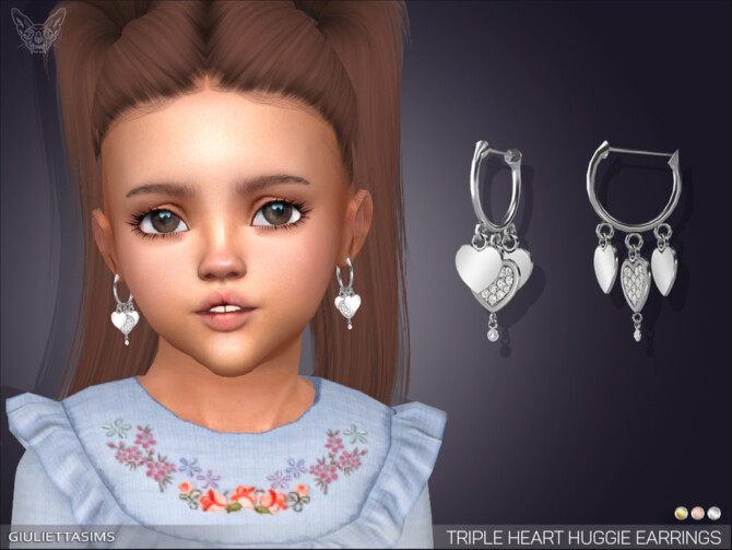 Triple Heart Huggie Earrings For Toddlers by feyona at TSR