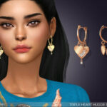 Triple Heart Huggie Earrings by feyona at TSR