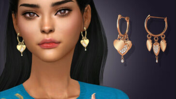 Triple Heart Huggie Earrings by feyona at TSR