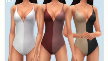 Two Tone V Swimsuit 2 by Black Lily at TSR