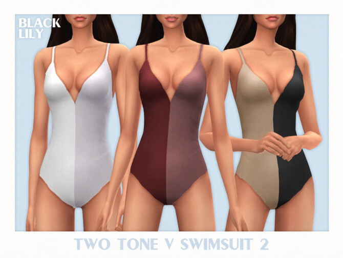 Two Tone V Swimsuit 2 by Black Lily at TSR