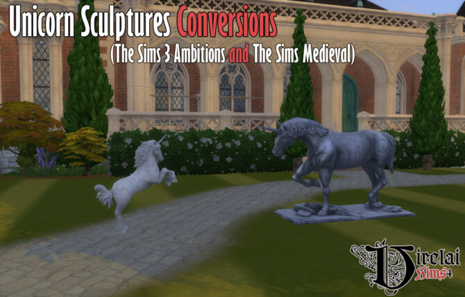 Unicorn sculptures conversion at Virelai