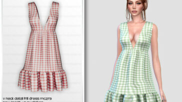 V Neck Detail Frill Dress MC273 by mermaladesimtr at TSR