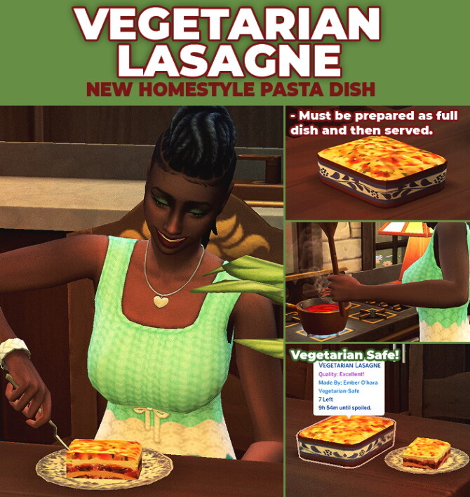 Vegetarian Lasagne Custom Recipe at Mod The Sims 4