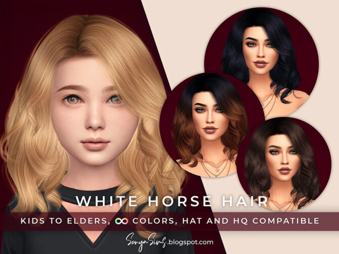 White Horse Hair KIDS by SonyaSimsCC at TSR