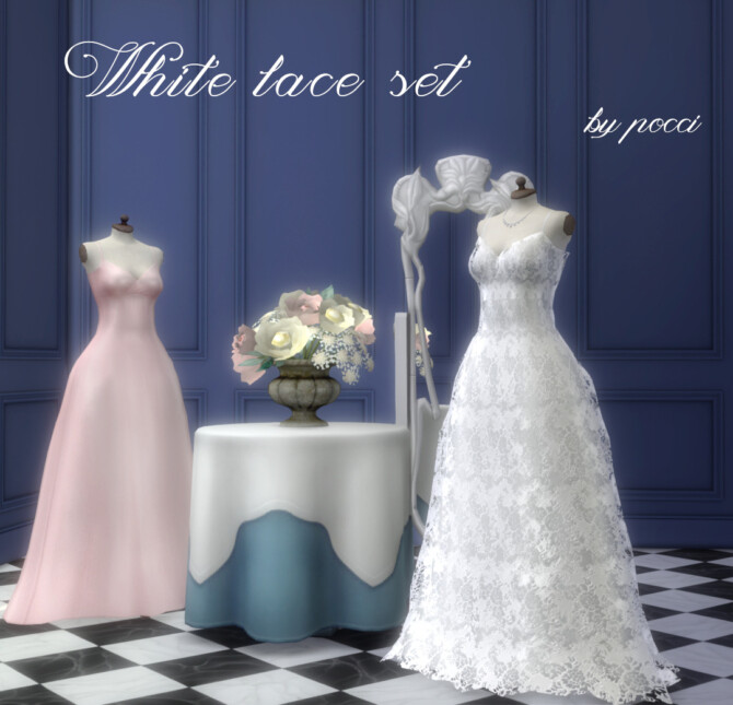 White lace set by pocci at Garden Breeze Sims 4