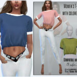 Women’s T-shirt with colored cuffs by Sims House at TSR