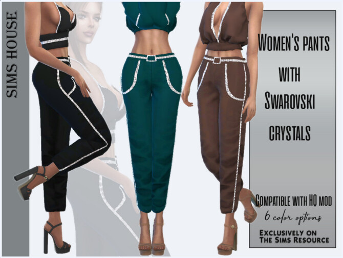 Women’s pants with Swarovski crystals by Sims House at