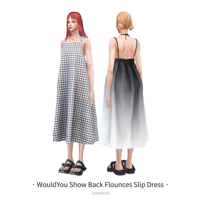 WouldYou Show Back Flounces Slip Dress at Charonlee