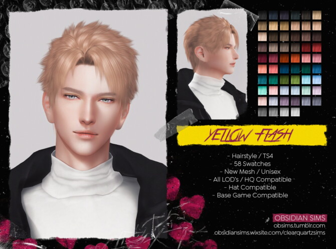 YELLOW FLASH HAIRSTYLE at Obsidian Sims