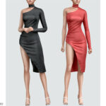 Zahra silk dress by Belaloallure at TSR