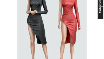 Zahra silk dress by Belaloallure at TSR