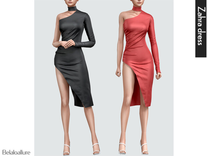 Zahra silk dress by Belaloallure at TSR