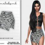 Zebra Print Side Split Mini Skirt MC217 by mermaladesimtr at TSR