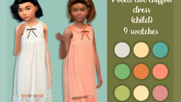 Polka dot chiffon dress Child by MysteriousOo at TSR