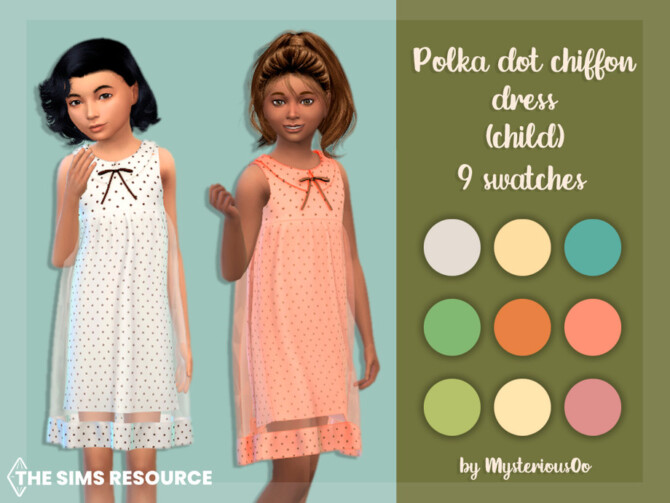 Polka dot chiffon dress Child by MysteriousOo at TSR