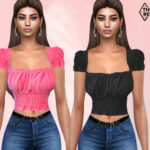 Summer Smocked Mesh Tops by Saliwa at TSR