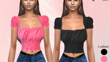 Summer Smocked Mesh Tops by Saliwa at TSR