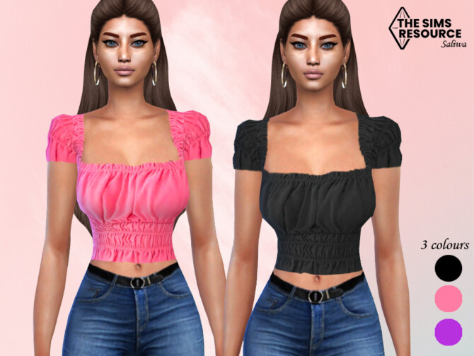 Summer Smocked Mesh Tops by Saliwa at TSR