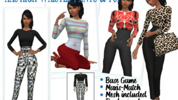 AAS’ HIGH-WAISTED PANTS & TOP at Sims4Sue